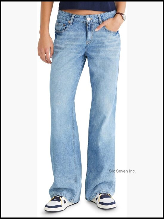 Denim - Low Rise Baggy Wide Leg Jean - Recycled Cotton Rigid Denim